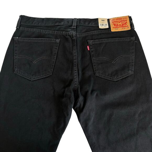 Levi’s Mens 505 Black Regular Fit Straight Leg Performance Cool Jeans Size 38x34 - Picture 8 of 10